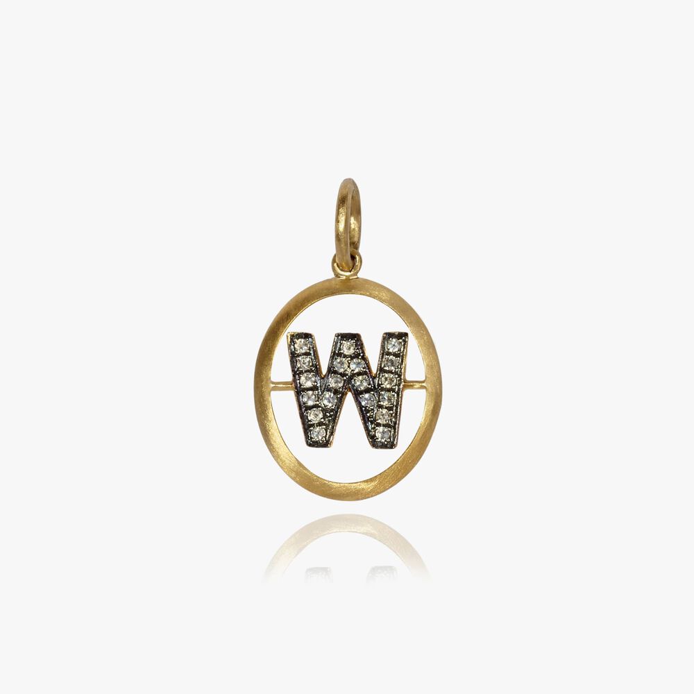 Initials 18ct Yellow Gold Diamond W Pendant | Annoushka jewelley