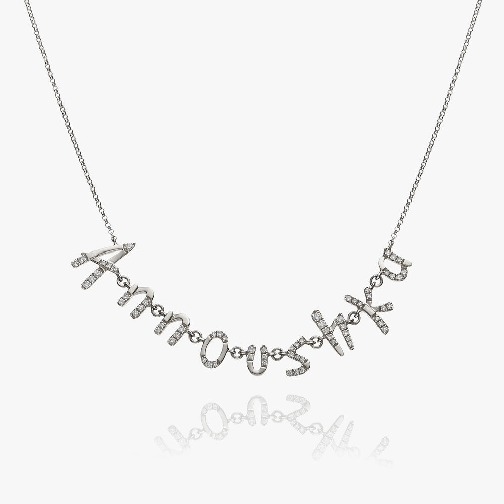 Personalised White Gold Chain Letters Necklace | Annoushka jewelley