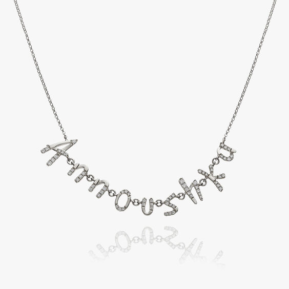 Personalised White Gold Chain Letters Necklace