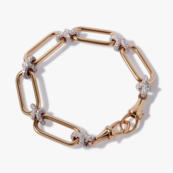 Knuckle 14ct Gold Diamond Heavy Chain Bracelet