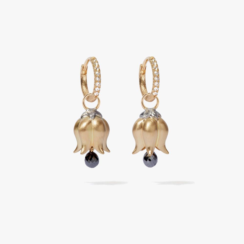 Tulips 18ct Yellow Gold Diamond Hoop Earrings | Annoushka jewelley