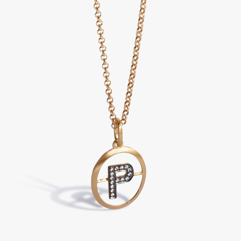 Initials 18ct Yellow Gold Diamond P Necklace | Annoushka jewelley