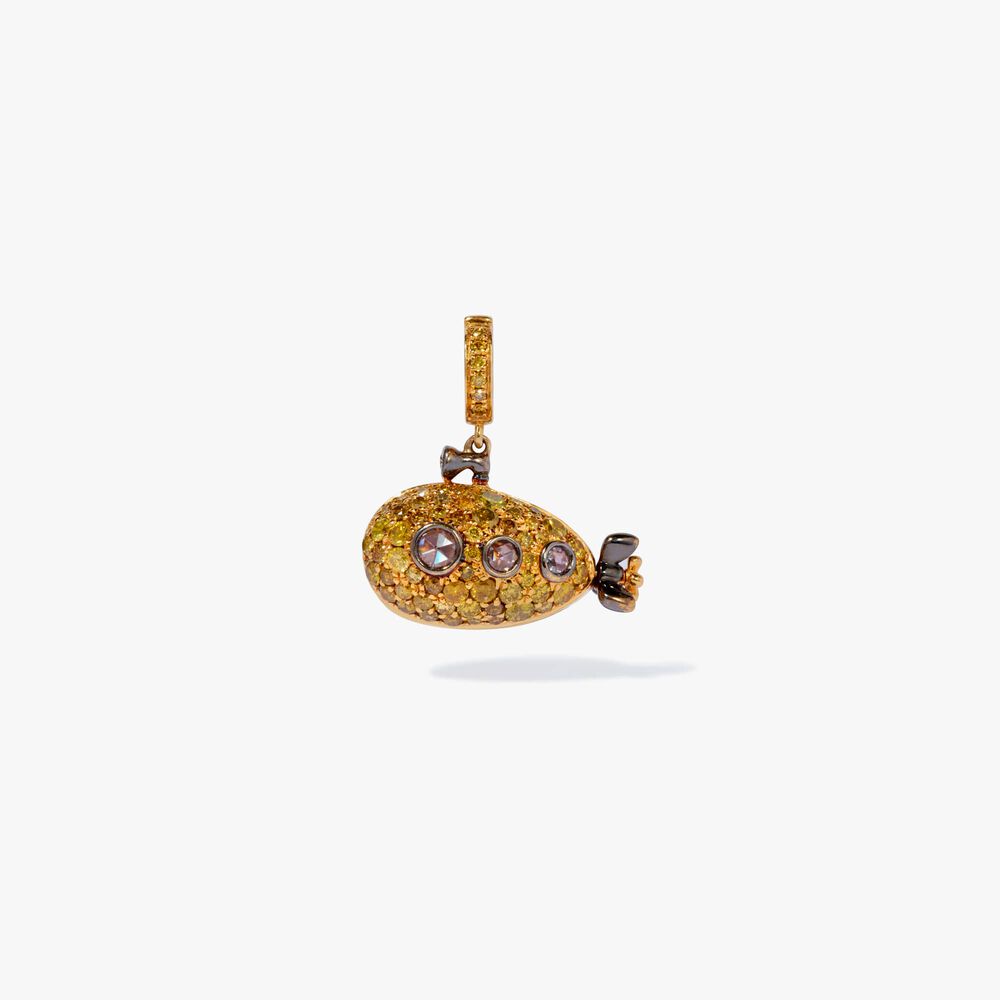 18ct Yellow Gold Diamond Submarine Charm Pendant | Annoushka jewelley