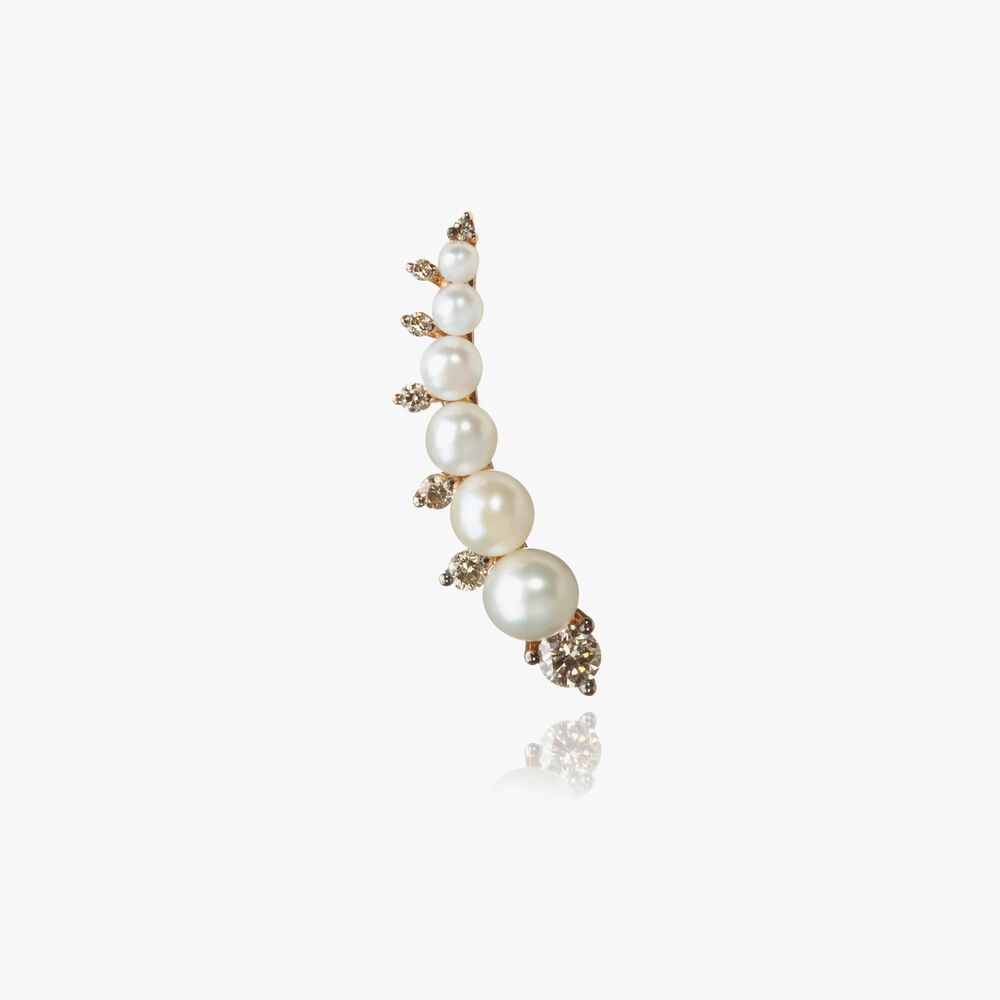 Diamonds & Pearls 18ct Rose Gold Right Ear Pin | Annoushka jewelley