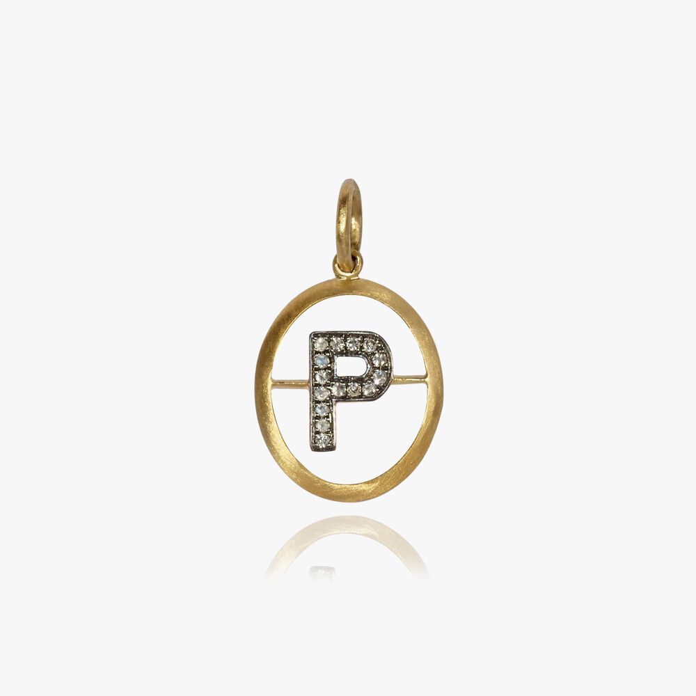 18ct Gold Diamond Initial P Pendant | Annoushka jewelley