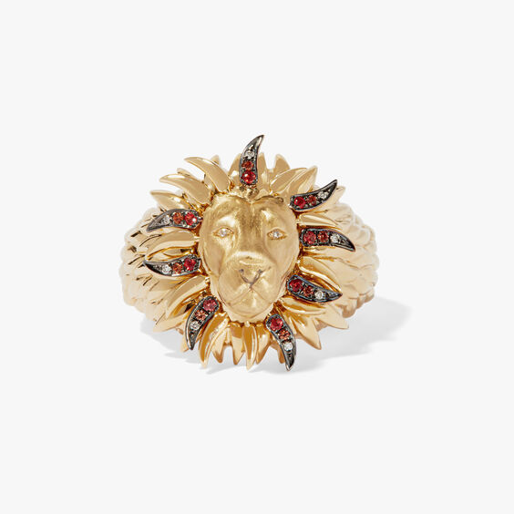 18ct Yellow Gold Sapphire African Lion Ring
