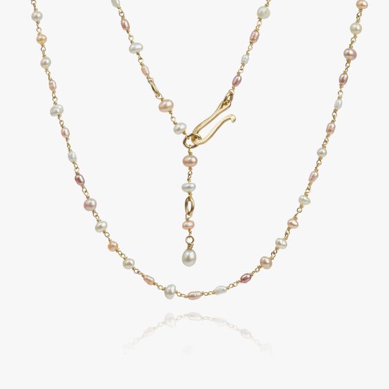 18ct Gold Seed Pearl Short Chain