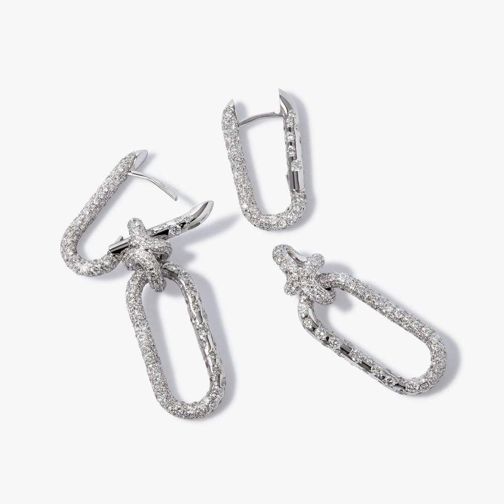 Knuckle 14ct White Gold Diamond Double Hoop Earrings | Annoushka jewelley