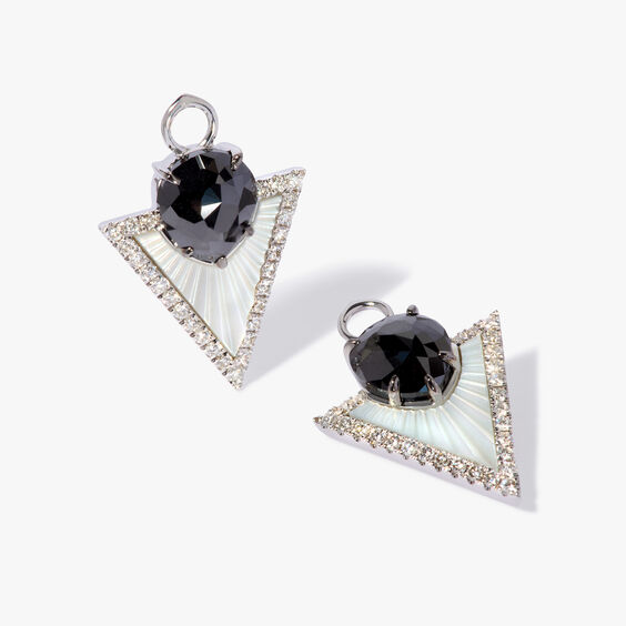 Kite 18ct White Gold Black Diamond & Mother of Pearl Earring Drops