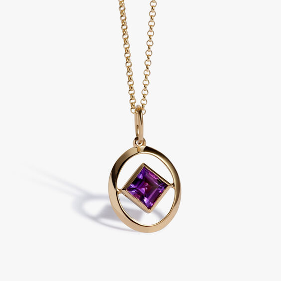 Birthstones 14ct Yellow Gold February Amethyst Necklace