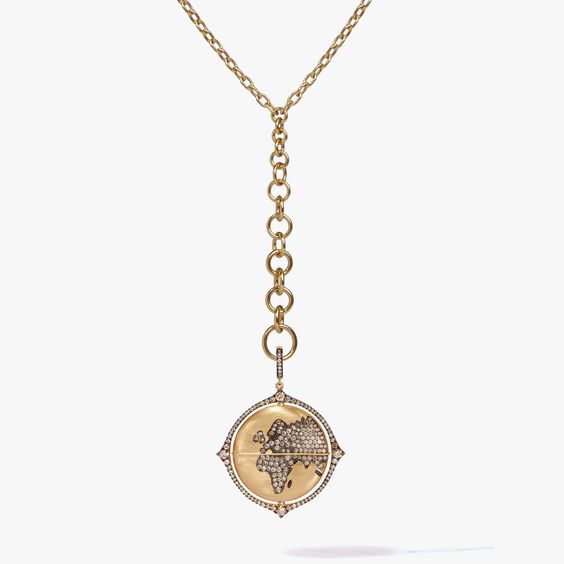 Mythology 18ct Yellow Gold Diamond Spinning Globe Necklace