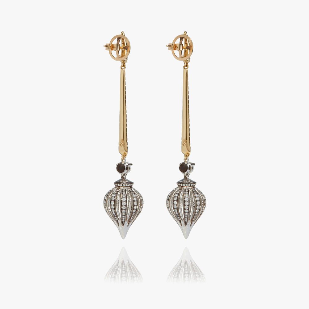 Touch Wood 18ct Yellow Gold Diamond Drop Earrings | Annoushka jewelley