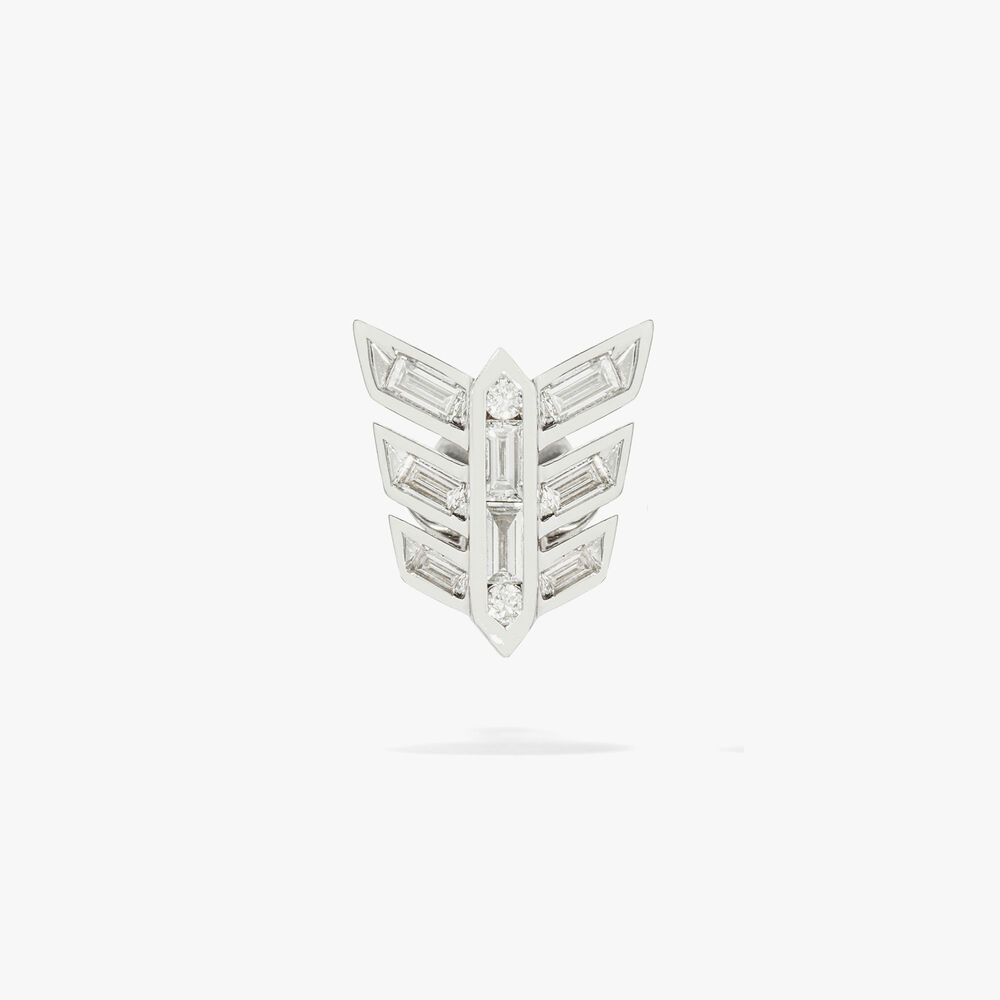 Flight 18ct White Gold Feather Diamond Baguette Stud Earring | Annoushka jewelley