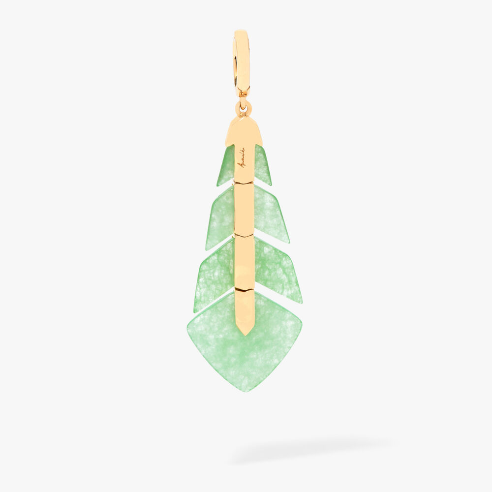 Flight 18ct Yellow Gold Jade Feather Pendant | Annoushka jewelley