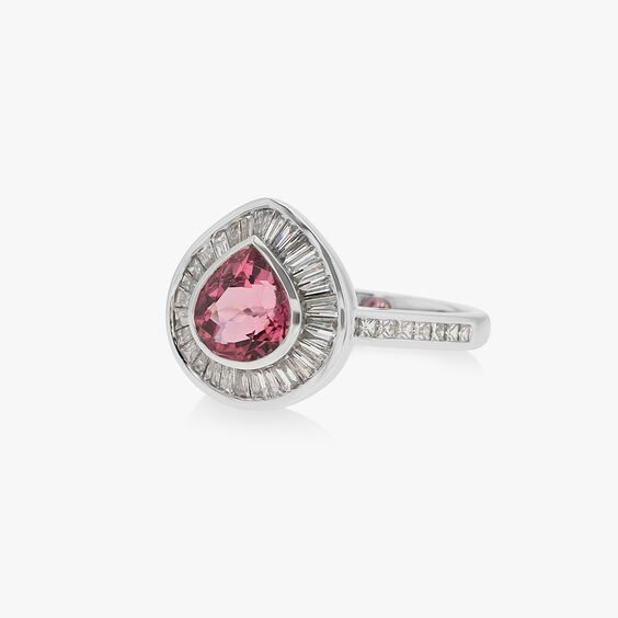 One of a Kind 18ct White Gold Tourmaline & Diamond Ring