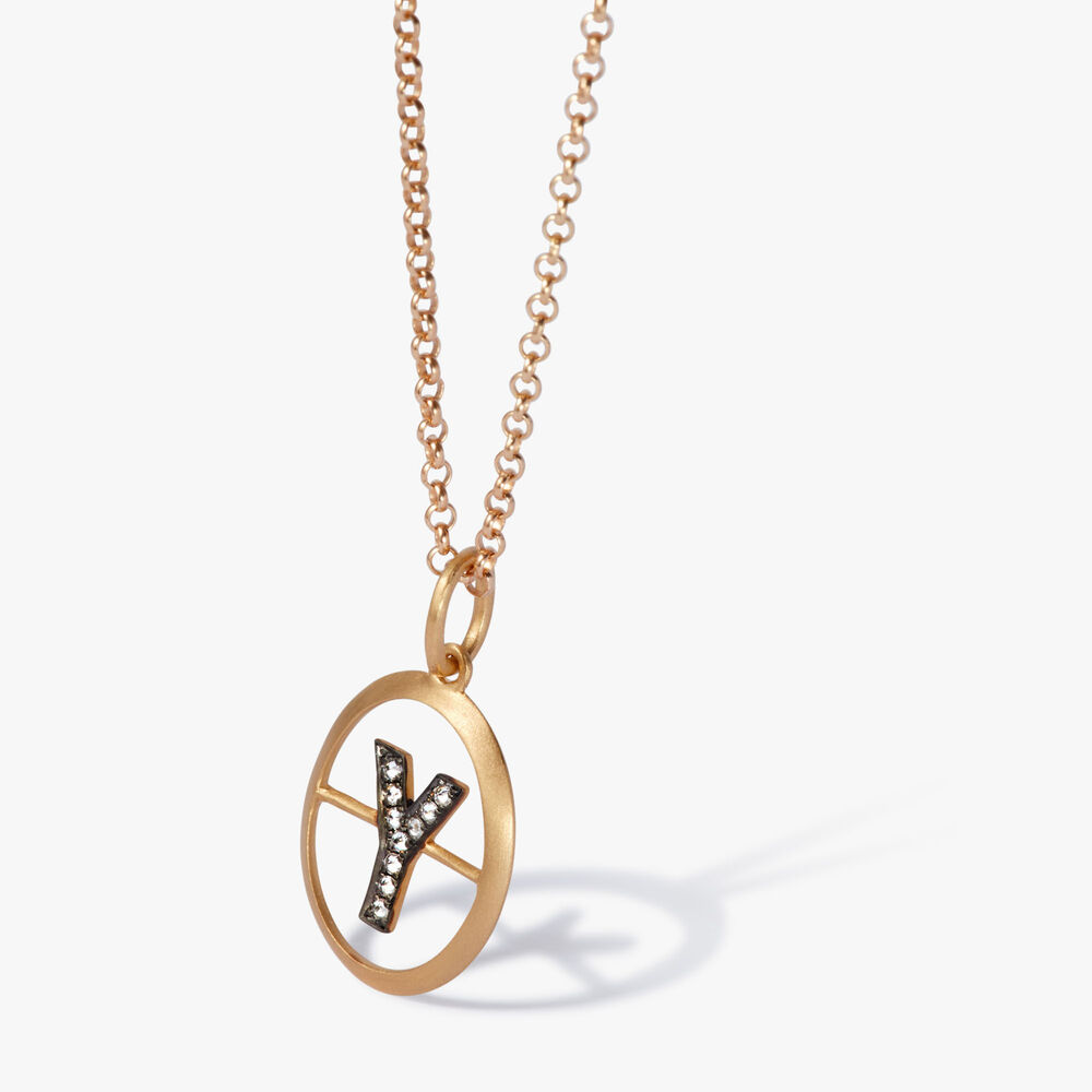 Initials 18ct Yellow Gold Diamond Y Necklace | Annoushka jewelley