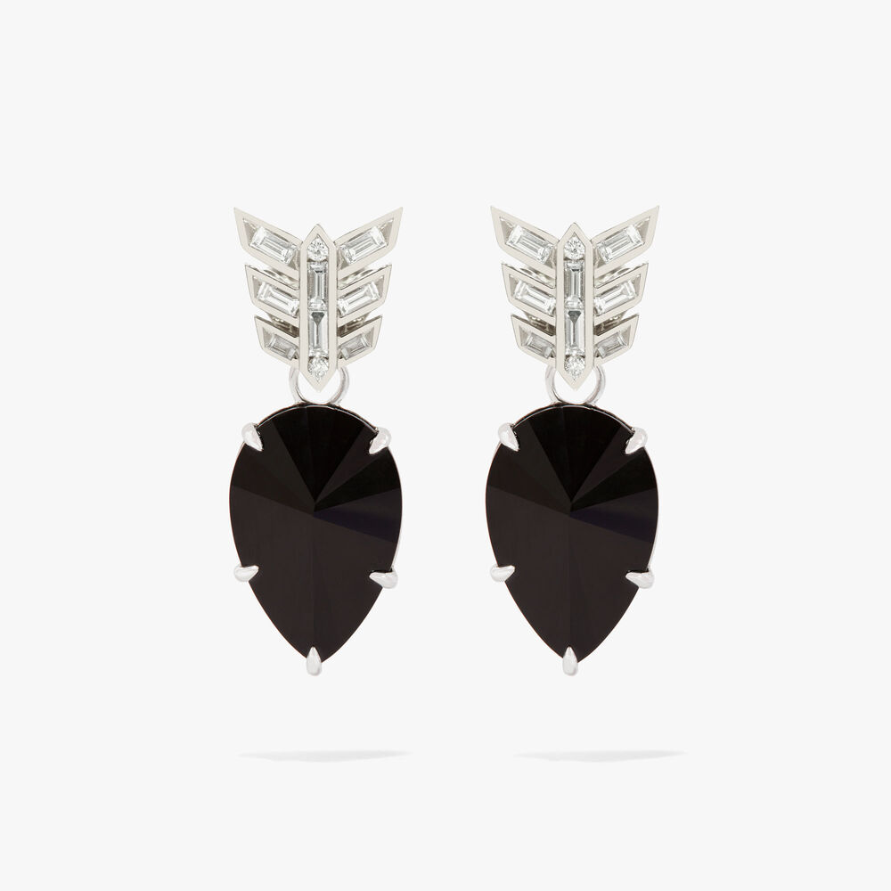 18ct White Gold Chameleon Black Onyx Diamond Earrings | Annoushka jewelley