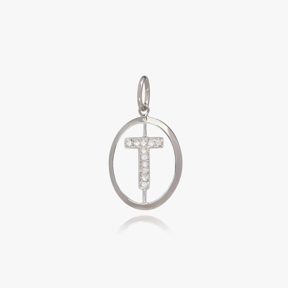18ct White Gold Initial T Pendant | Annoushka jewelley
