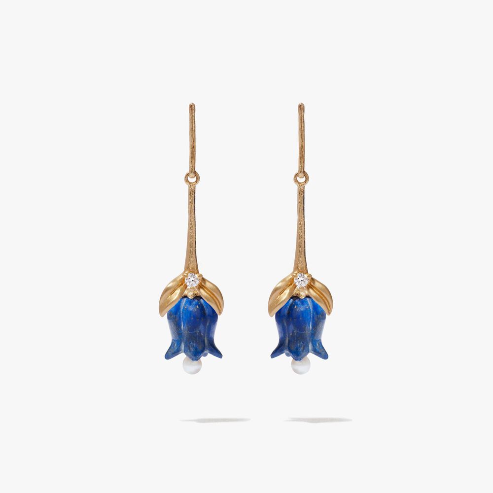 Tulips 18ct Yellow Gold Lapis Lazuli Earrings | Annoushka jewelley