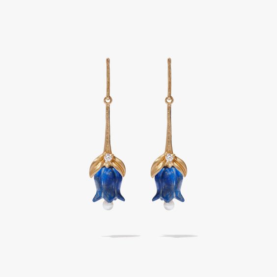 18ct Gold & Lapis Lazuli Tulip Earrings