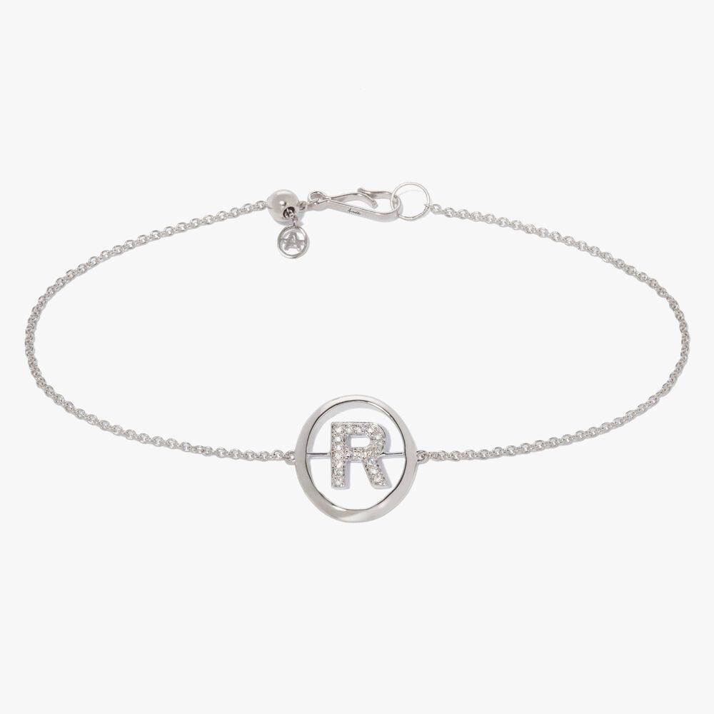 Initials 18ct White Gold Diamond R Bracelet | Annoushka jewelley