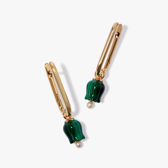 Tulips 14ct Yellow Gold Malachite Knuckle Earrings