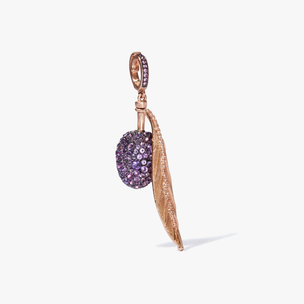 18ct Rose Gold Amethyst Olive Seed Charm Pendant | Annoushka jewelley
