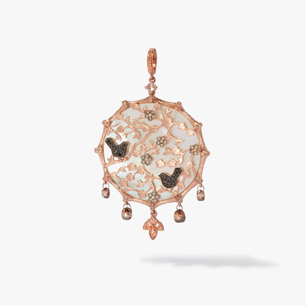 Dream Catcher 18ct Rose Gold Pearl Large Pendant | Annoushka jewelley