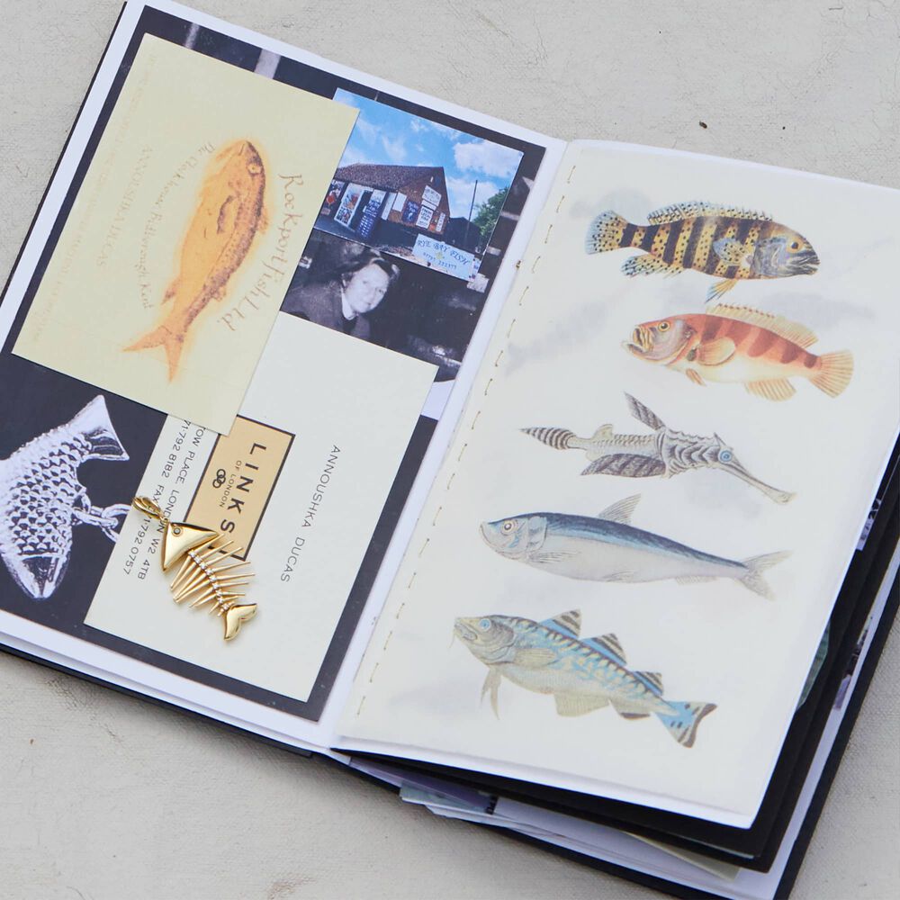 18ct Gold Diamond Fish Bones Charm Pendant | Annoushka jewelley