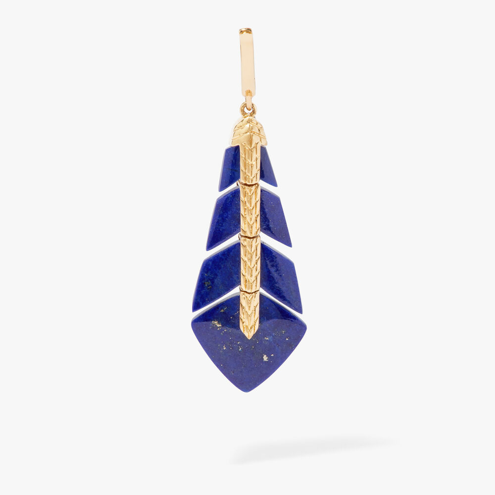 Deco 18ct Yellow Gold Lapis Lazuli Feather Pendant | Annoushka jewelley