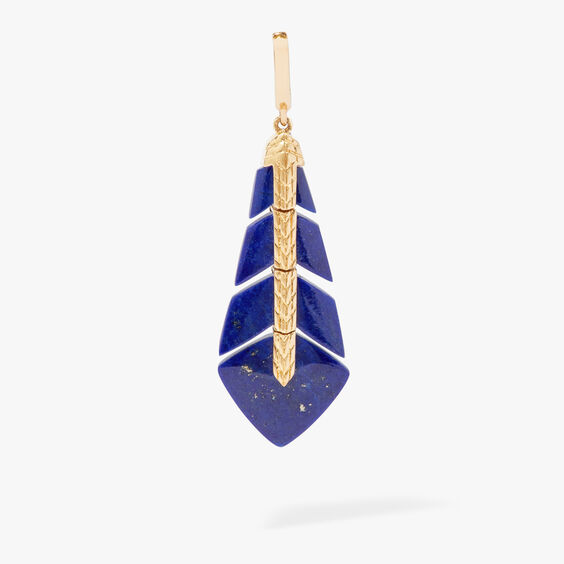 Deco 18ct Yellow Gold Lapis Lazuli Feather Necklace