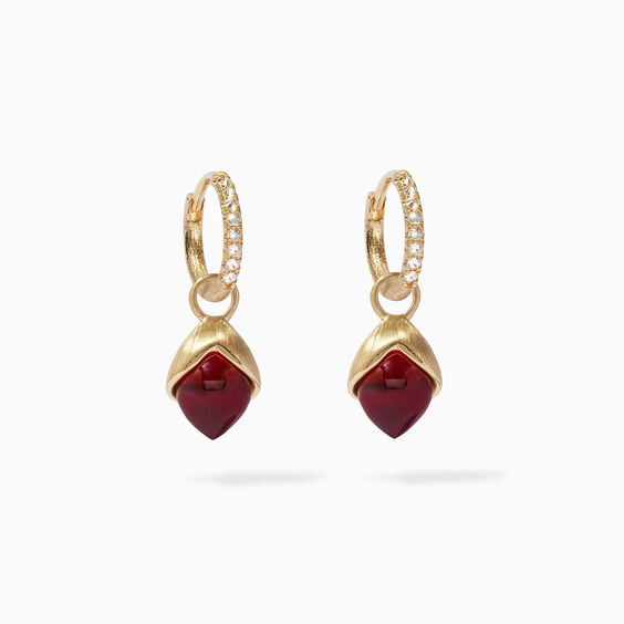 18ct Gold & Diamond Garnet Drop Earrings
