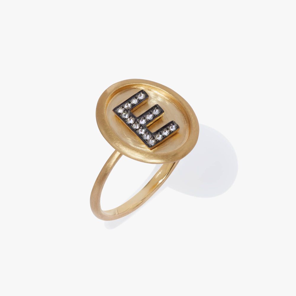 18ct Gold Diamond Initial E Ring | Annoushka jewelley