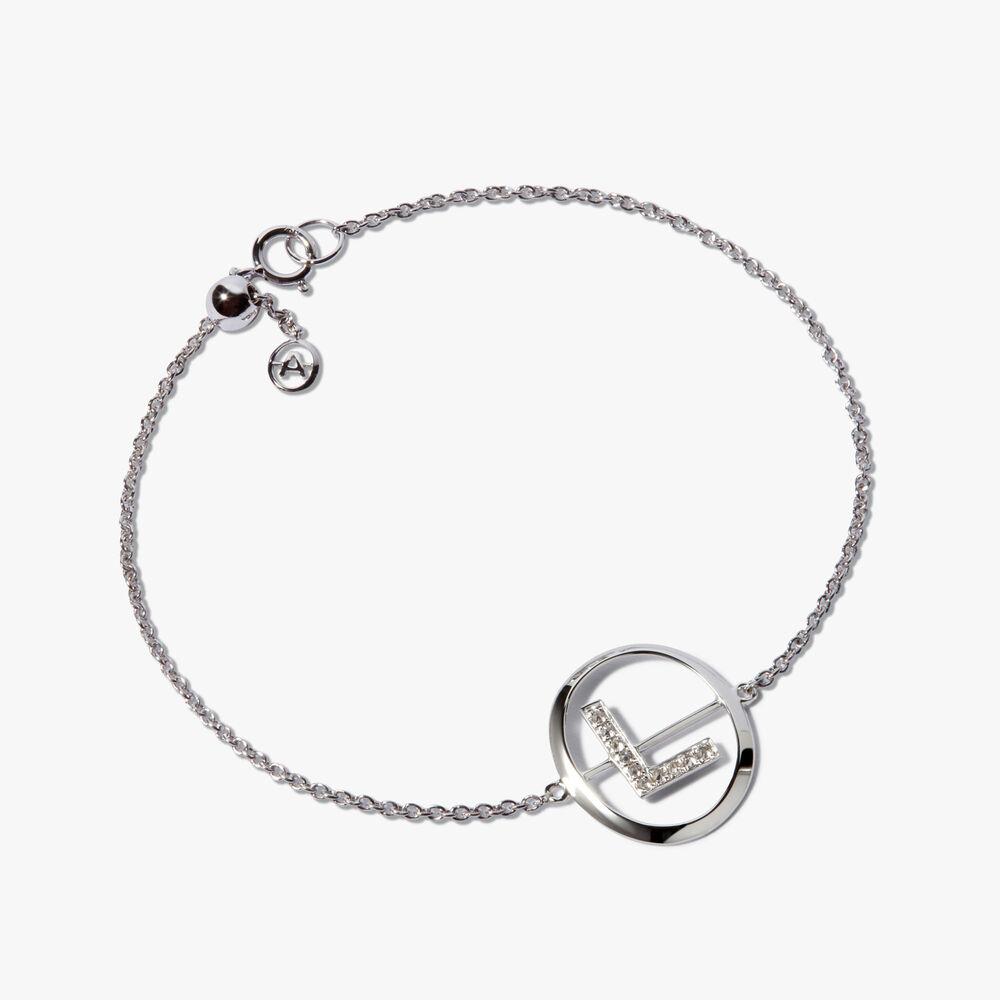 Initials 18ct White Gold Diamond L Bracelet | Annoushka jewelley
