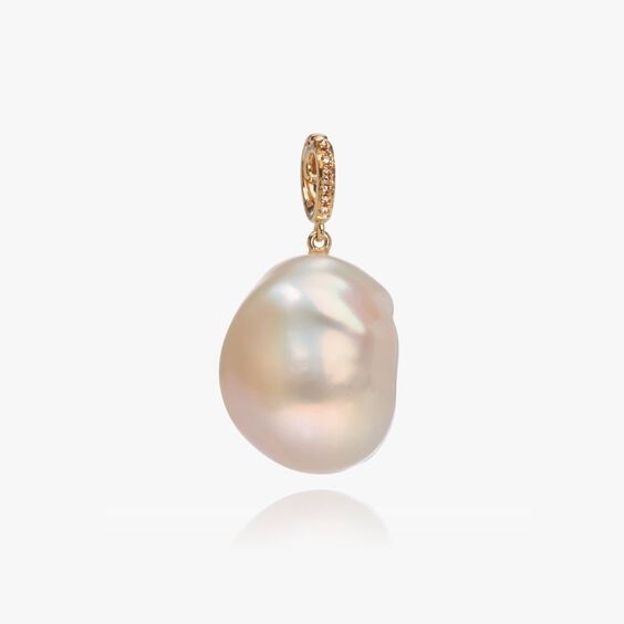 18ct Gold Baroque Pearl Diamond Charm Pendant