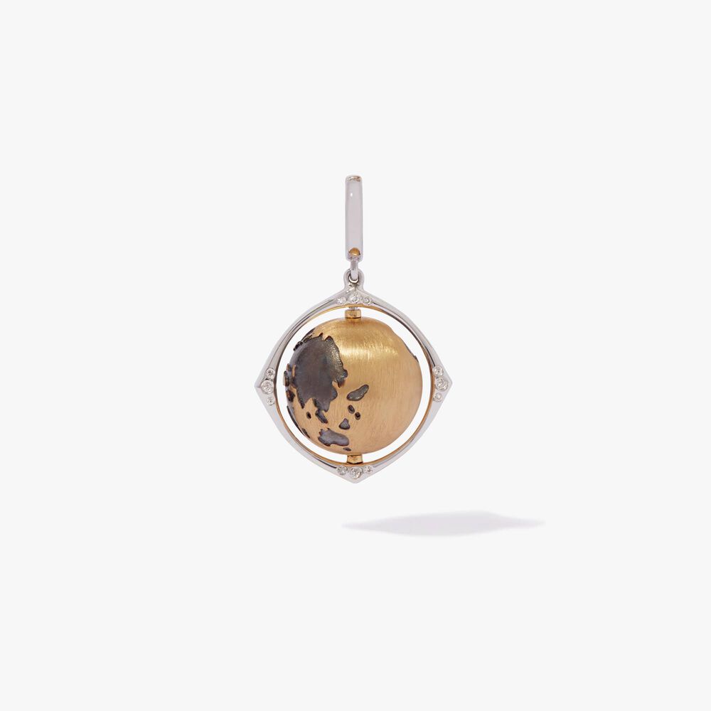 18ct Yellow Gold Diamond Spinning Globe Charm Pendant | Annoushka jewelley