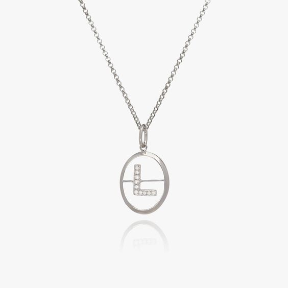 18ct White Gold Diamond Initial L Necklace
