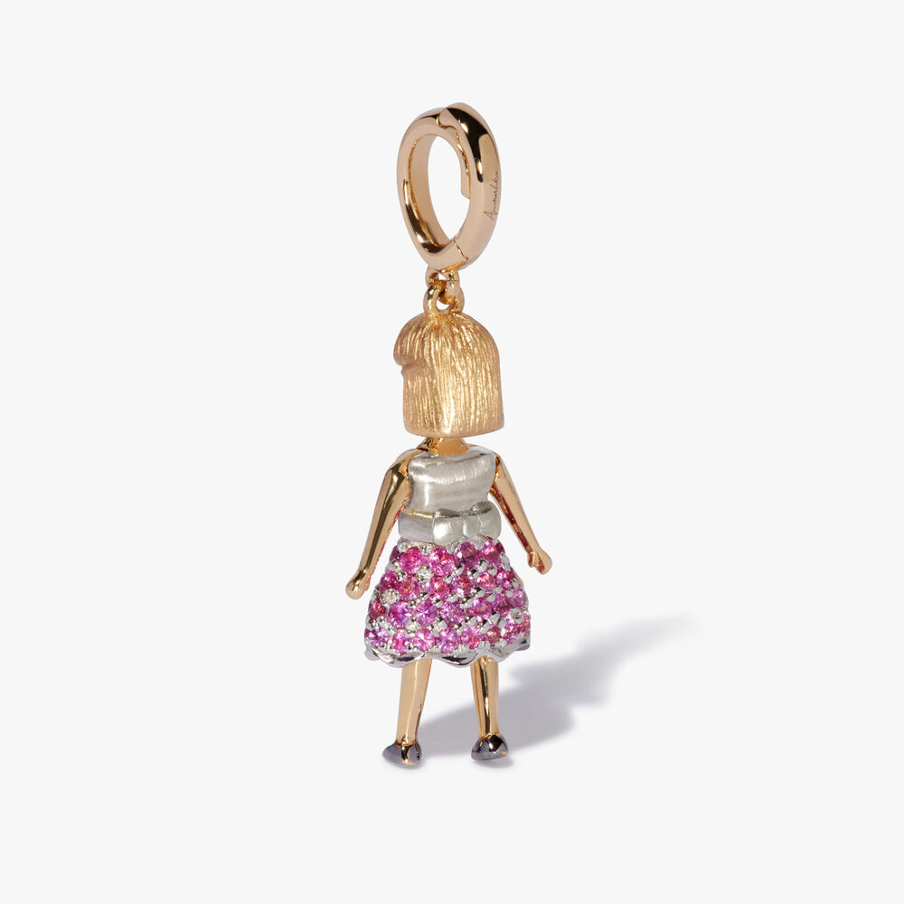 18ct Yellow Gold Pink Sapphire Little Girl Charm Pendant | Annoushka jewelley