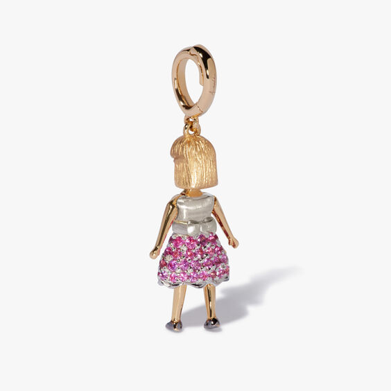 18ct Yellow Gold Pink Sapphire Little Girl Charm Pendant