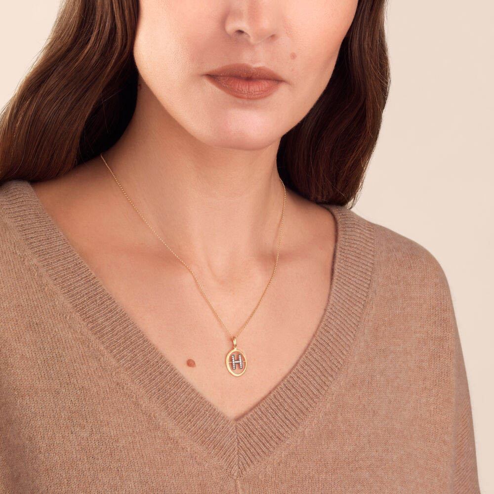 18ct Gold Diamond Initial H Necklace | Annoushka jewelley