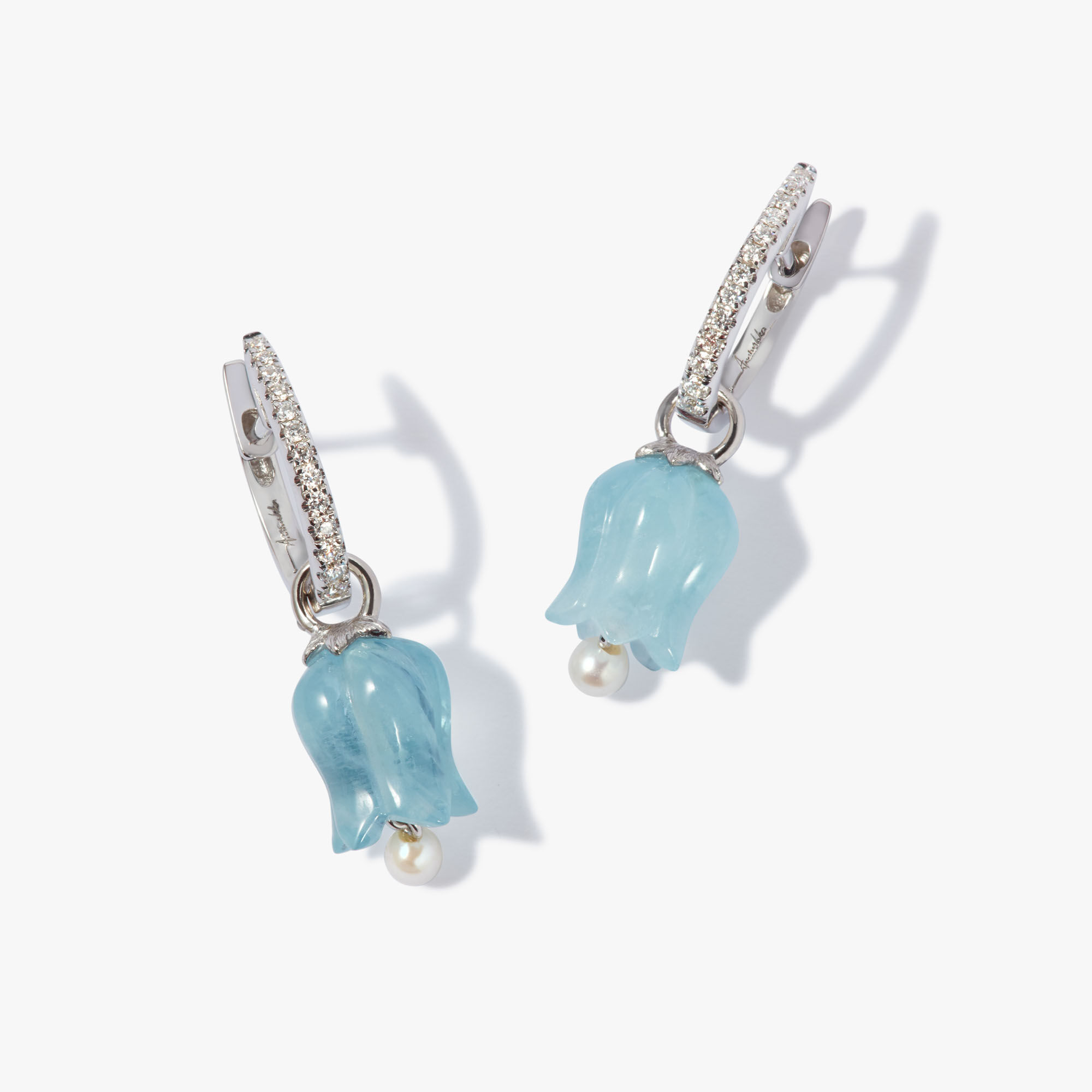 Coloured glass crystal bezel drop earrings - light blue – Roccabella