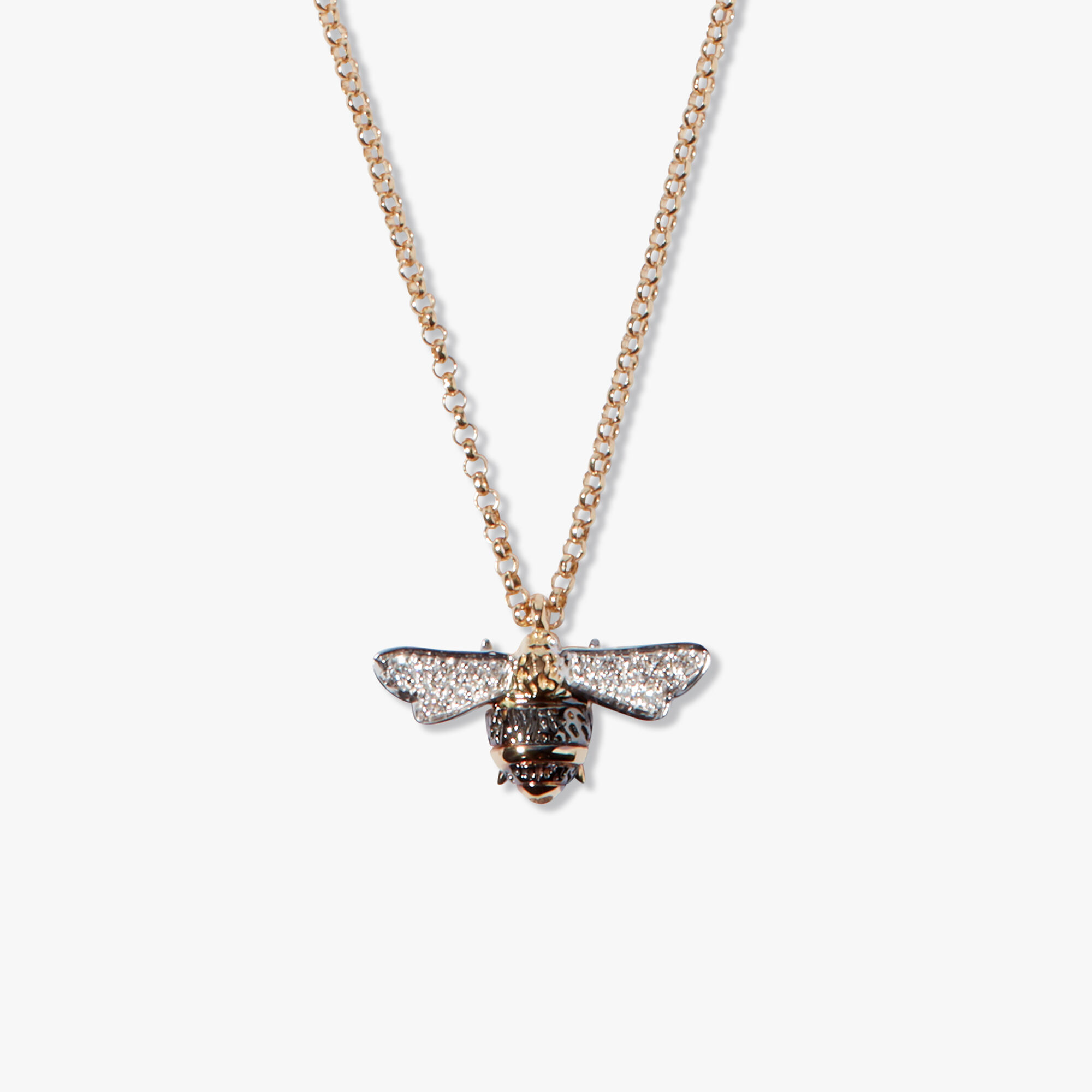 Round-Cut Diamond Accent Bee Necklace 10K Yellow Gold 18“ | Kay Outlet