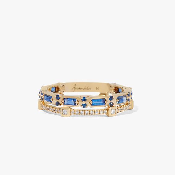 18ct Yellow Gold Blue Sapphire & Diamond Ring Stack