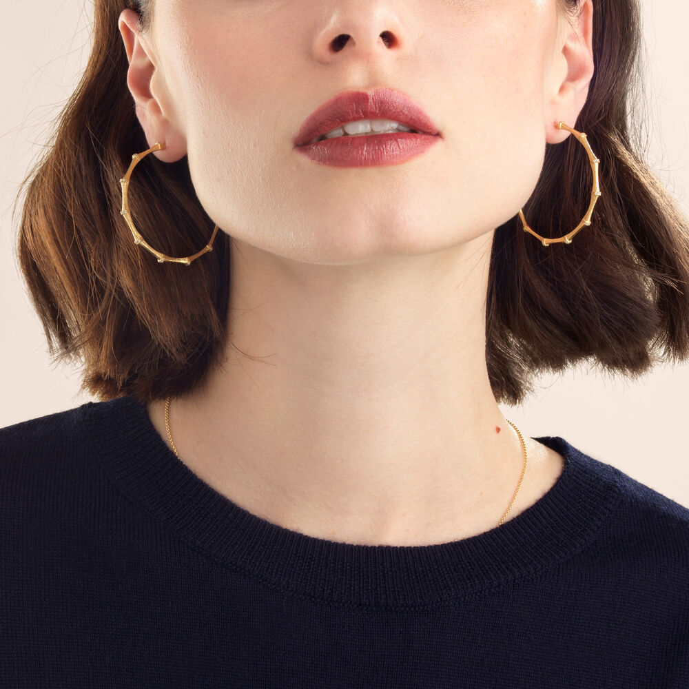 Bamboo 18ct Gold Diamond Large Hoop Earrings | Annoushka jewelley