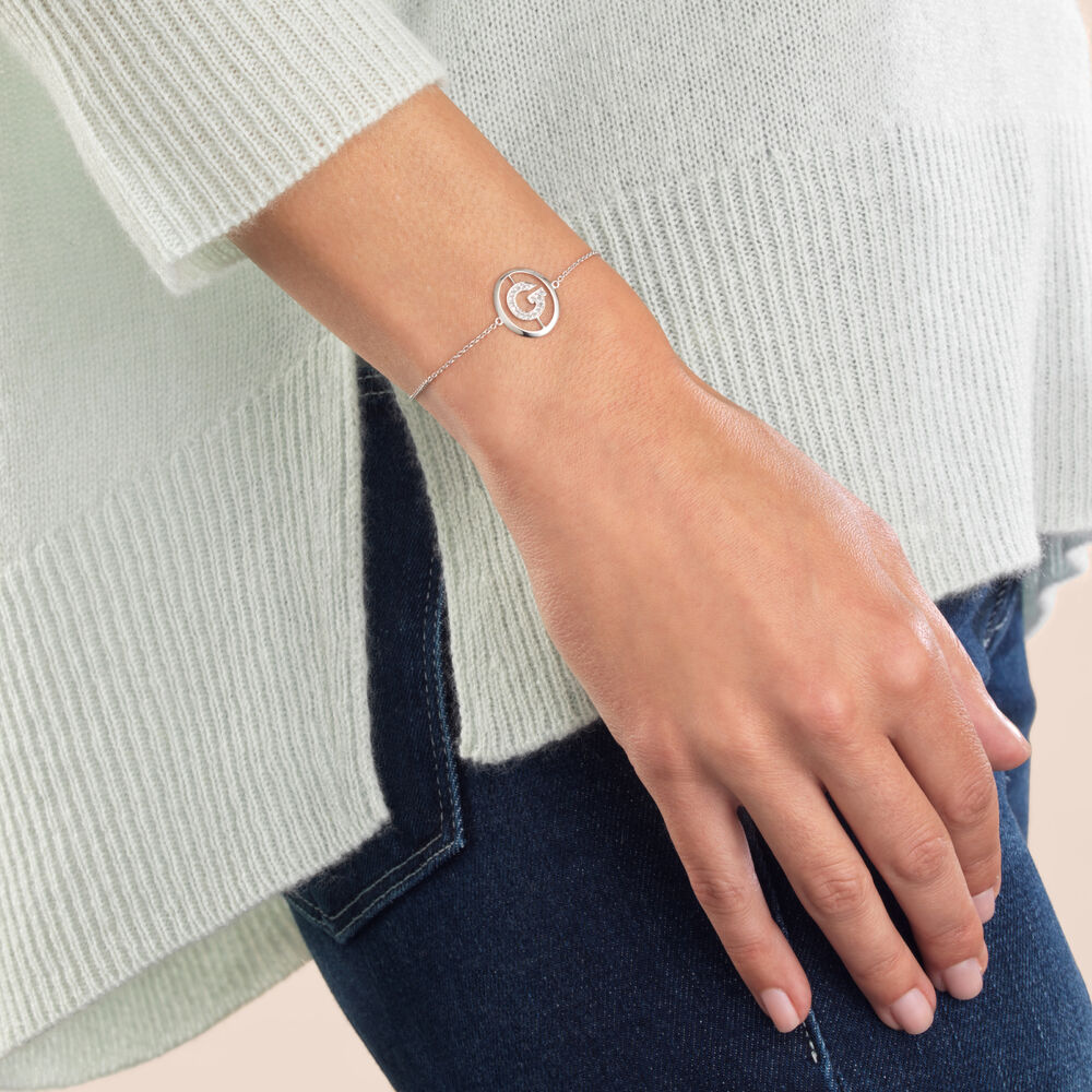18ct White Gold Diamond Initial G Bracelet | Annoushka jewelley
