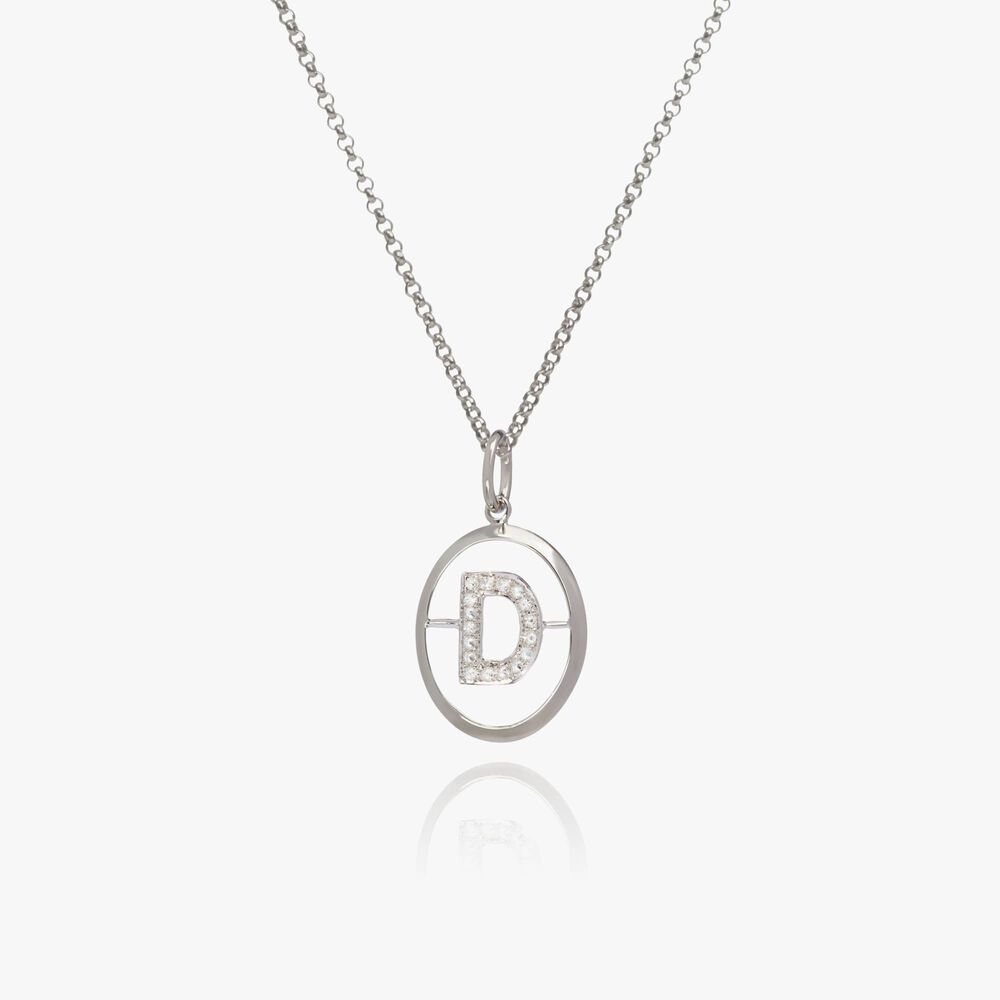 18ct White Gold Diamond Initial D Necklace | Annoushka jewelley