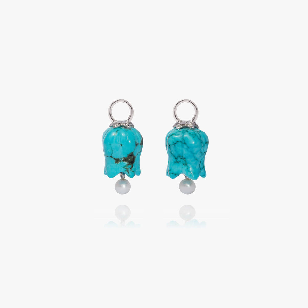 Tulips 18ct White Gold Turquoise Earring Drops | Annoushka jewelley
