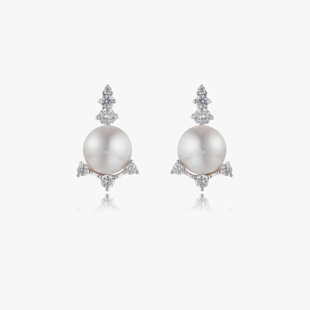 Diamonds & Pearls 18ct White Gold Studs | Annoushka jewelley