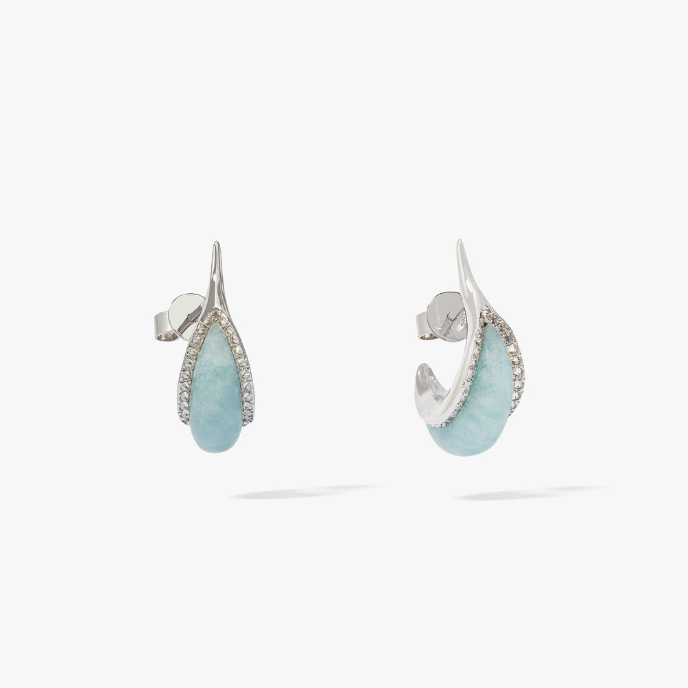 18ct White Gold Aquamarine Diamond Hoop Earrings | Annoushka jewelley
