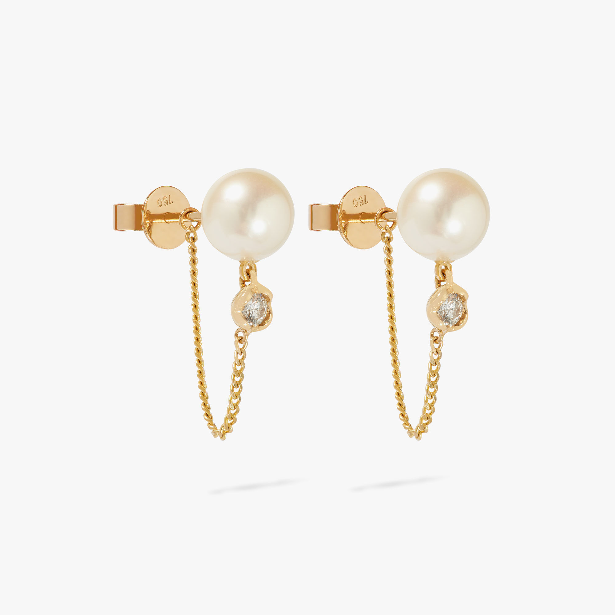 18ct Yellow Gold Pearl & Diamond Chain Earrings — Annoushka US
